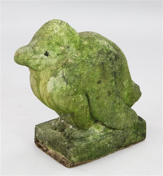 A carved stone garden figure modelled as a Rockhopper Penguin, H.1ft 9in.